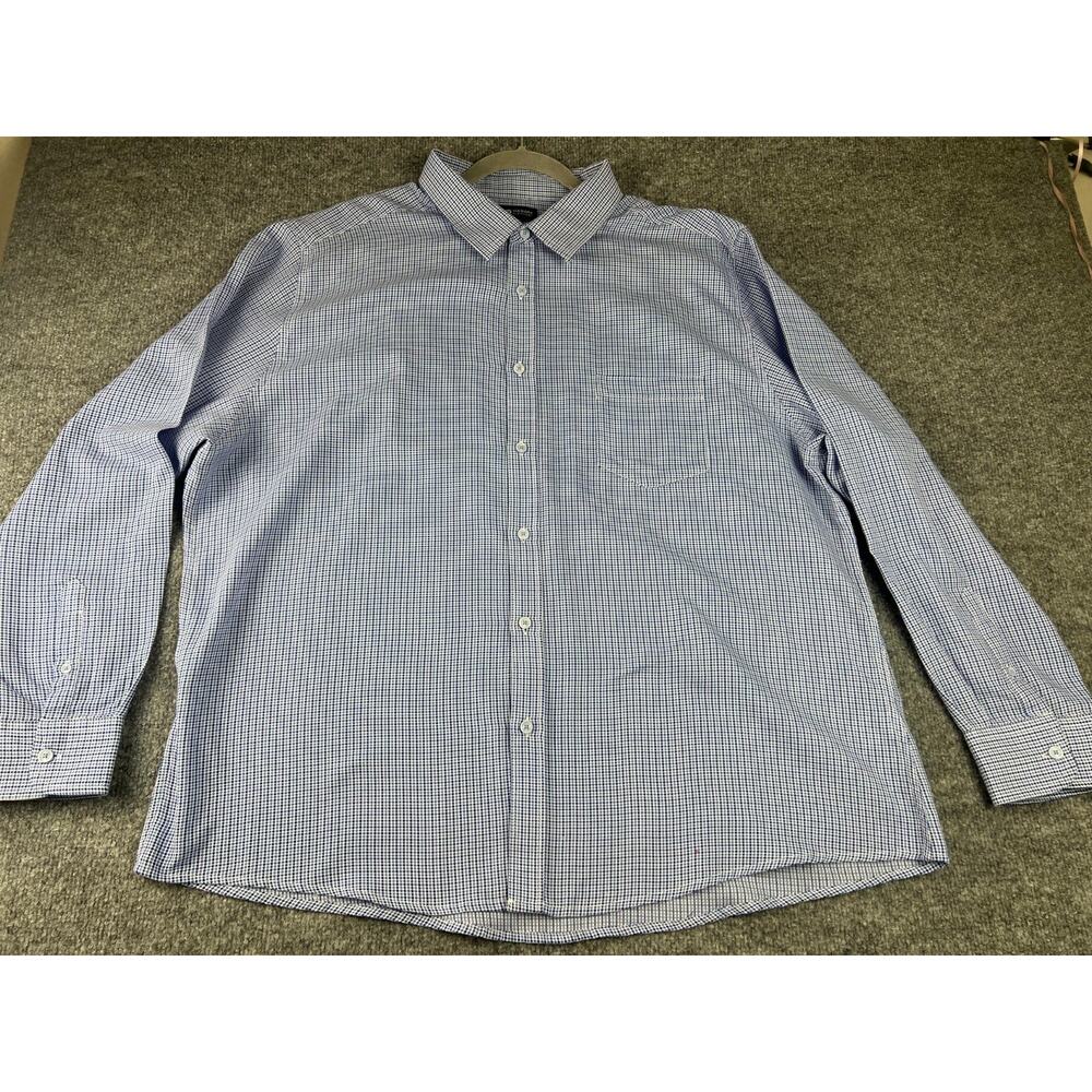 Haggar Blue White Micro Print Short Sleeve Button Down Shirt XXL #376